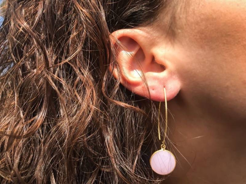 Rosenquarz Ohrring Vergoldet, Rosenquarz Tropfen Ohrring, Tropfen Rosa Edelstein Kristall Vermeil, Boho Chic Schmuck, Rosenquarz von Jewelsmilano