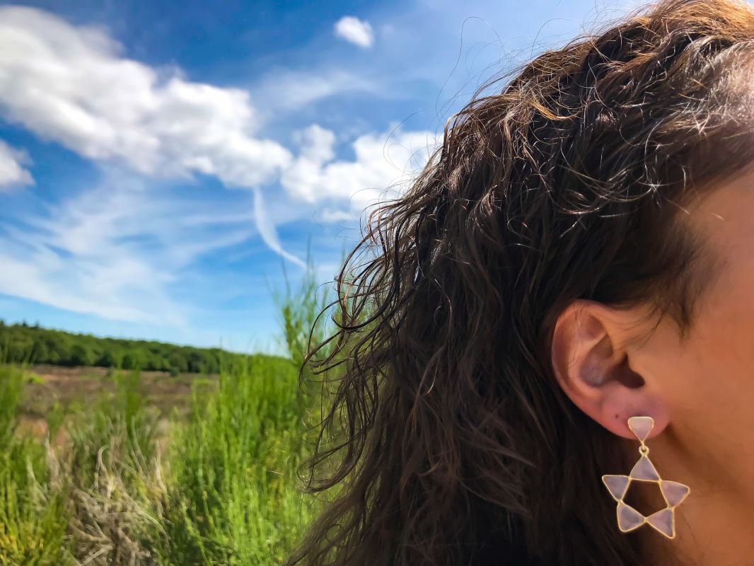 Rosenquarz Vergoldete Ohrring, Rosa Chalcedon Baumeln Tropfenohrring, Brautjungfer Stein Sommer Boho von Jewelsmilano