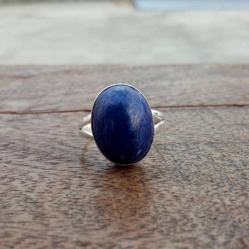 Lapis Lazuli Sterling Silber Ring Handgefertigter Ovaler Edelsteinschmuck von Jewelsofartstudio