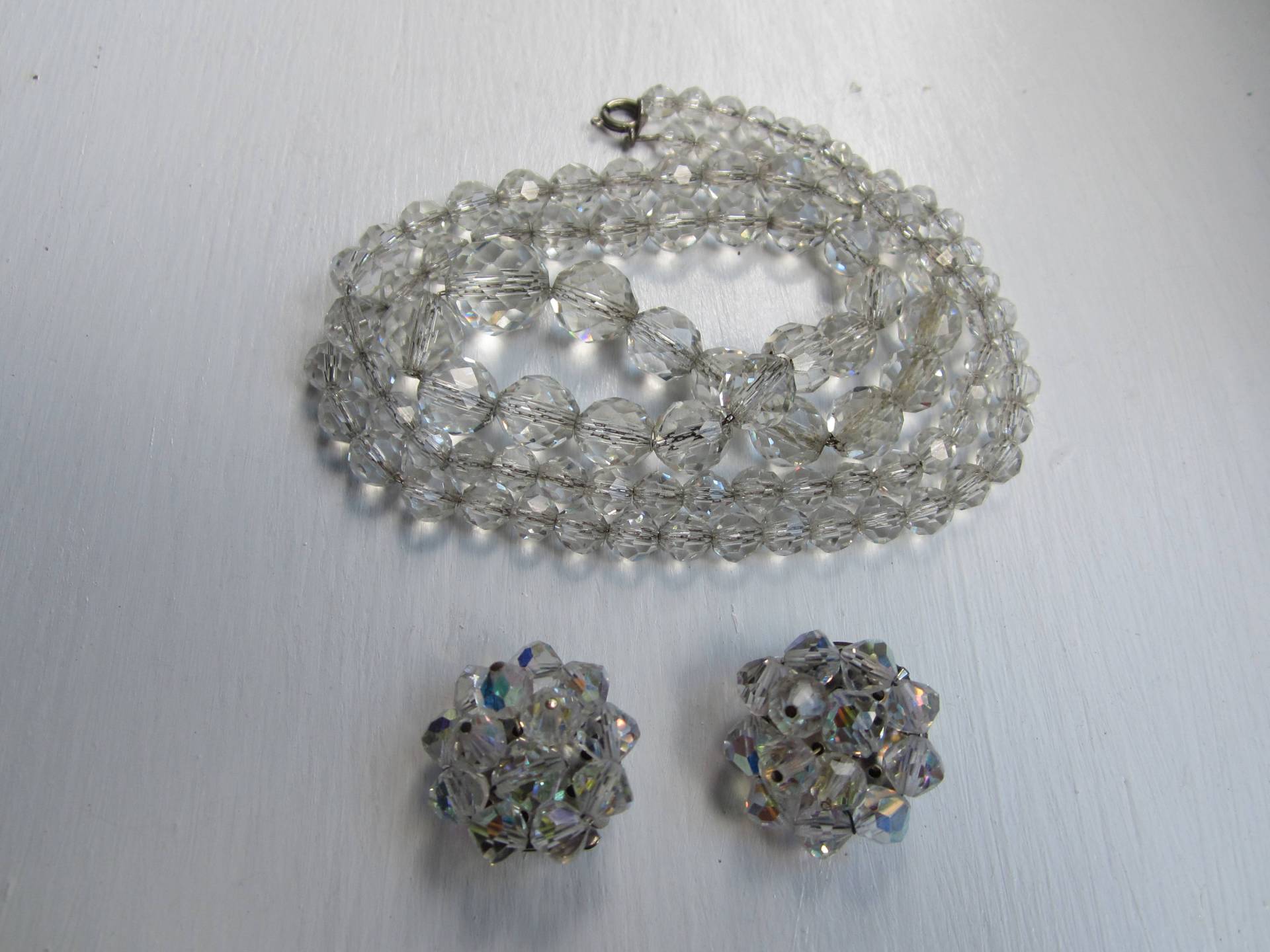 Atemberaubende Retro | 1940 Facettierte Kristall Statement Halskette Und Clip Ohrringe-Free Versand | Us Atemberaubende Retro | 1940 Facettierte Kristall Statement Halskette Und Clip Ohrringe-Free Versand | Us von JewelsoftheCastle