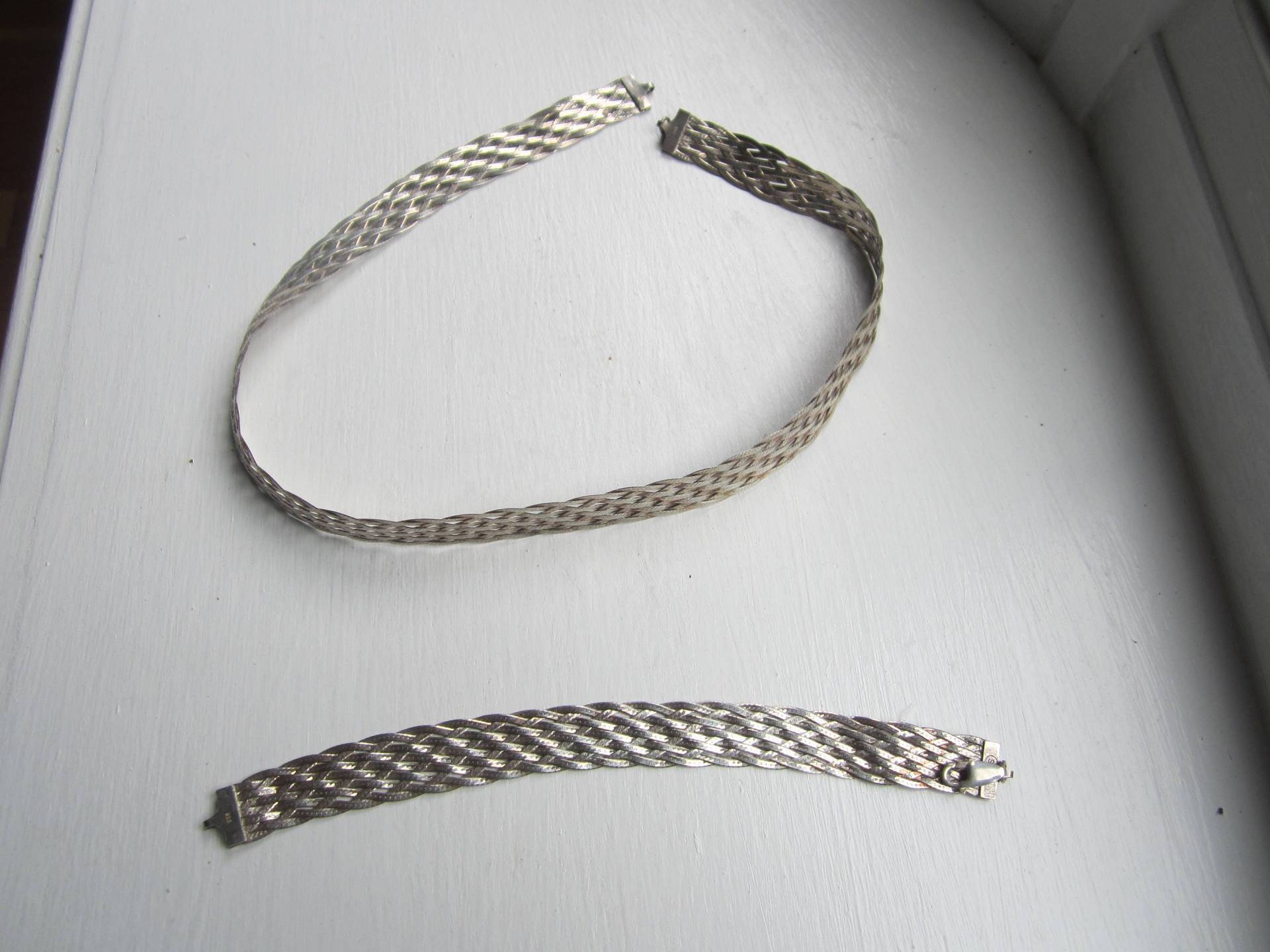 Vintage Gewebt Sterling Silber Halskette Und Armband-Free Versand | Us Vintage Gewebt Sterling Silber Halskette Und Armband-Free Versand | Us von JewelsoftheCastle