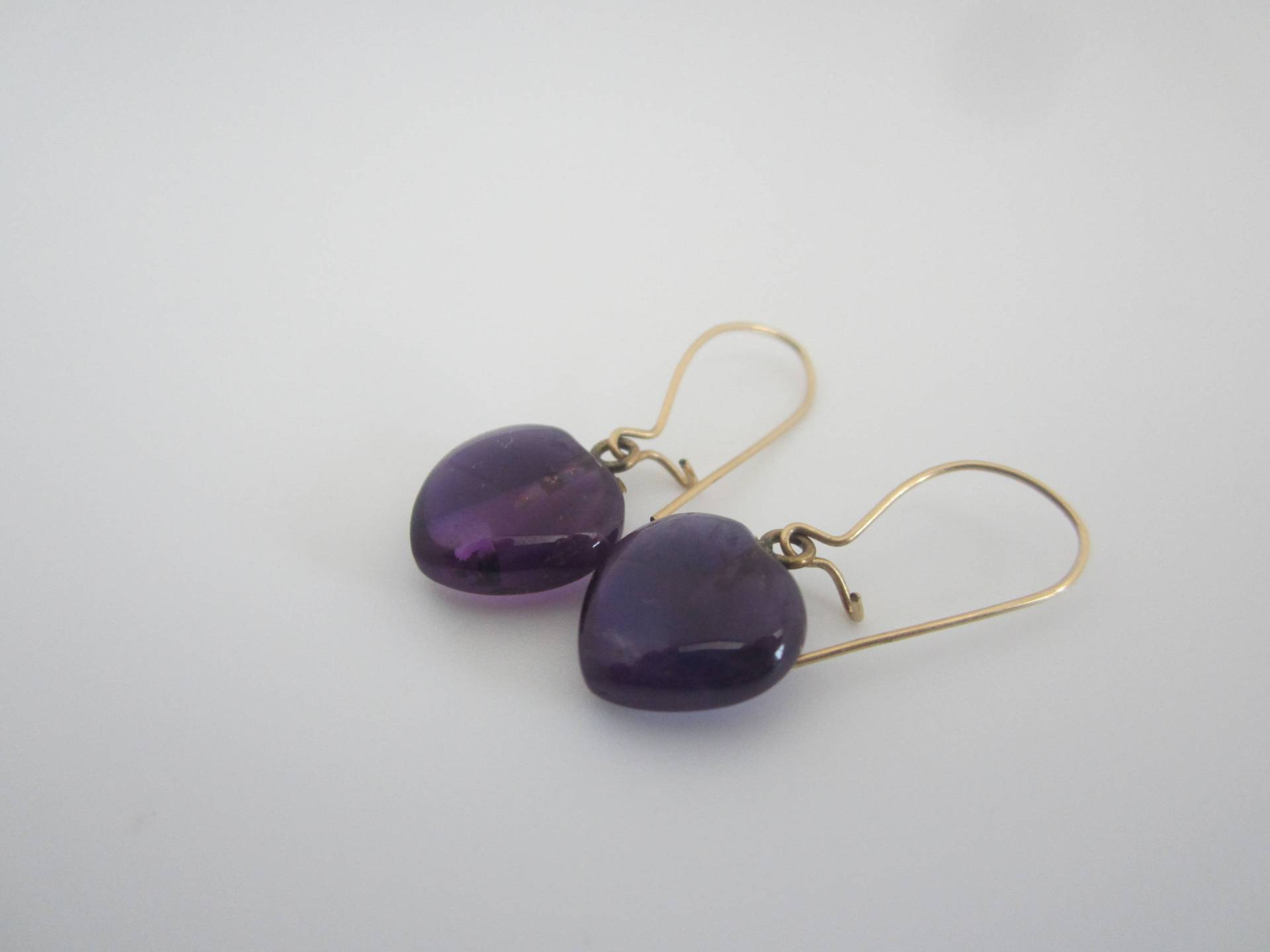 Vintage Poliert Amethyst Herz Baumeln Ohrringe-Free Versand | Us Vintage Poliert Amethyst Herz Baumeln Ohrringe-Free Versand | Us von JewelsoftheCastle