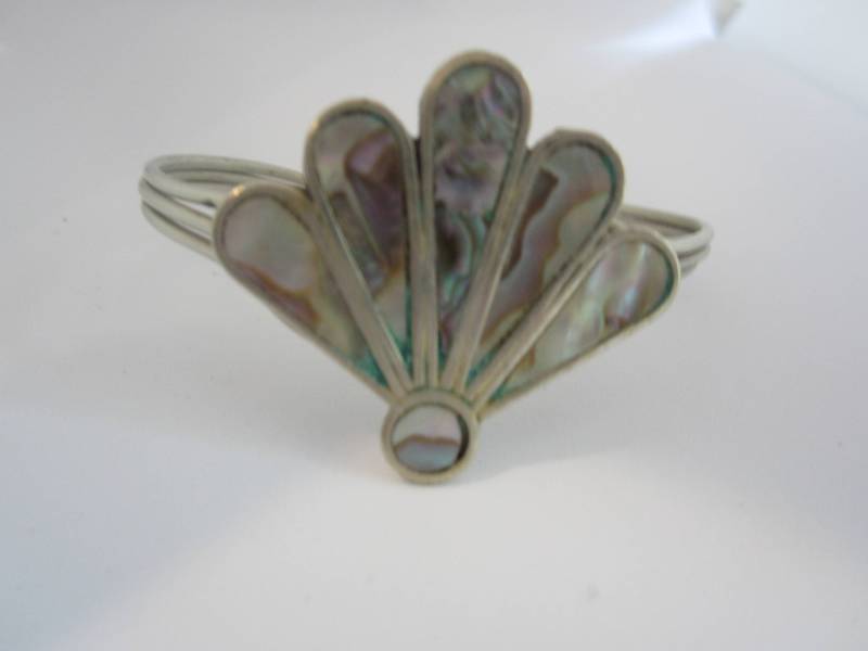 Vintage Sterling Silber Und Abalone Fan Armband-Mexiko-Kostenloser Versand | Usa Vintage Sterling Silber Und Abalone Fan Armband-Mexiko-Kostenloser Versand | Usa von JewelsoftheCastle
