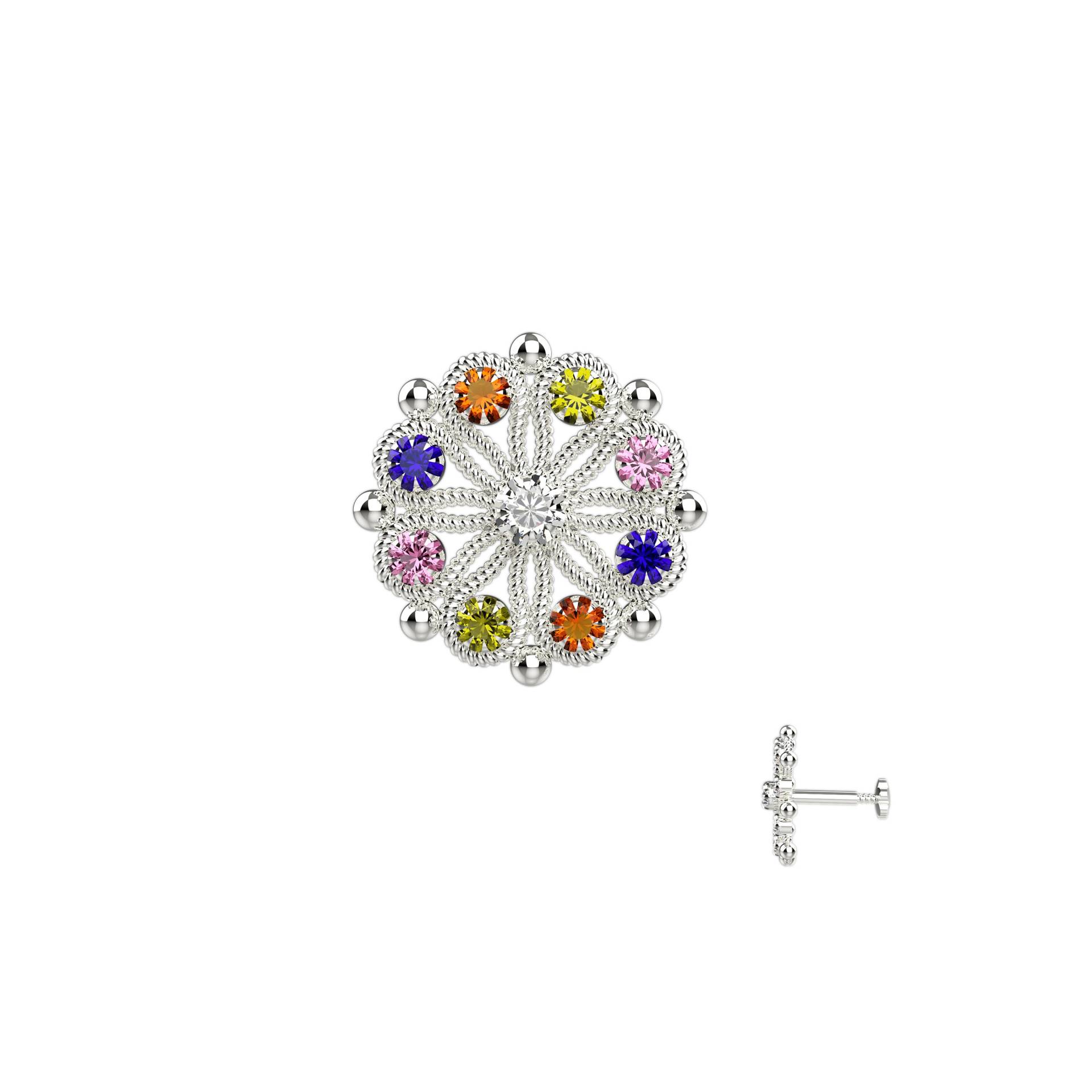 Weiß Vergoldete Diamant Nasenstecker 925 Sterling Silber Nasen Schmuck von Jewelsstore18