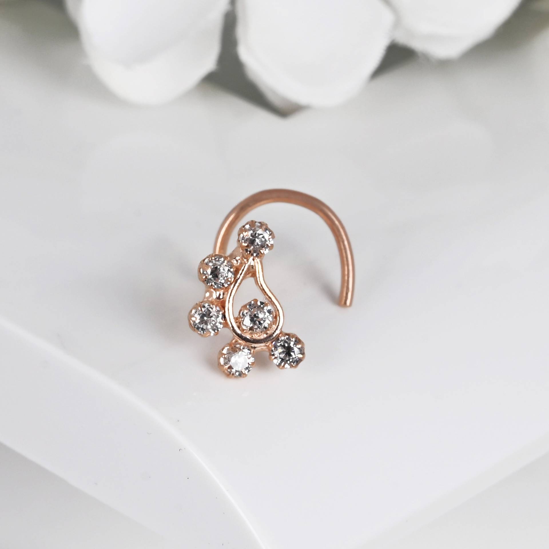 24G Ultra Dainty Nasenstecker 14K Rose Gold Überzogener L-Form Kleiner von Jewelsstore18