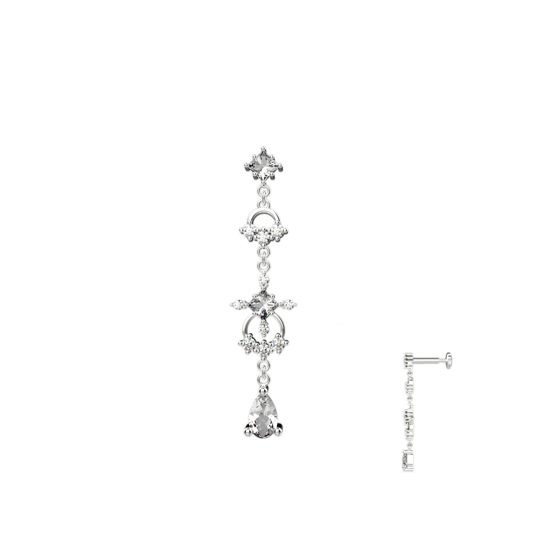 925 Sterling Silber Baumeln Nasenstecker Cz Zirkonia Edelsteine Versilberung Nasenschmuck von Jewelsstore18