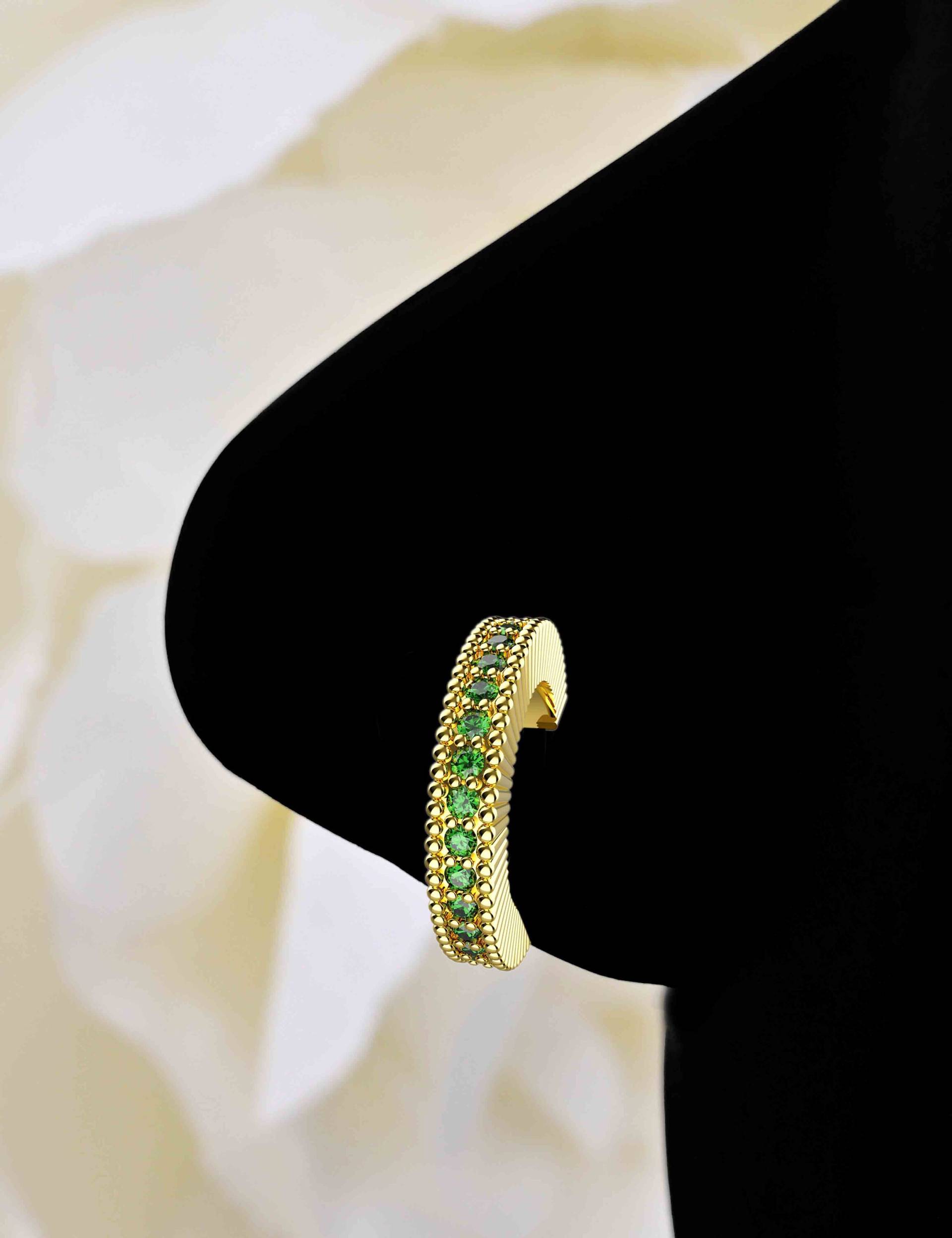 Schlichte Cz Smaragd Edelstein Nase Hoop Ring in Gold Nose Schmuck Studs von Jewelsstore18