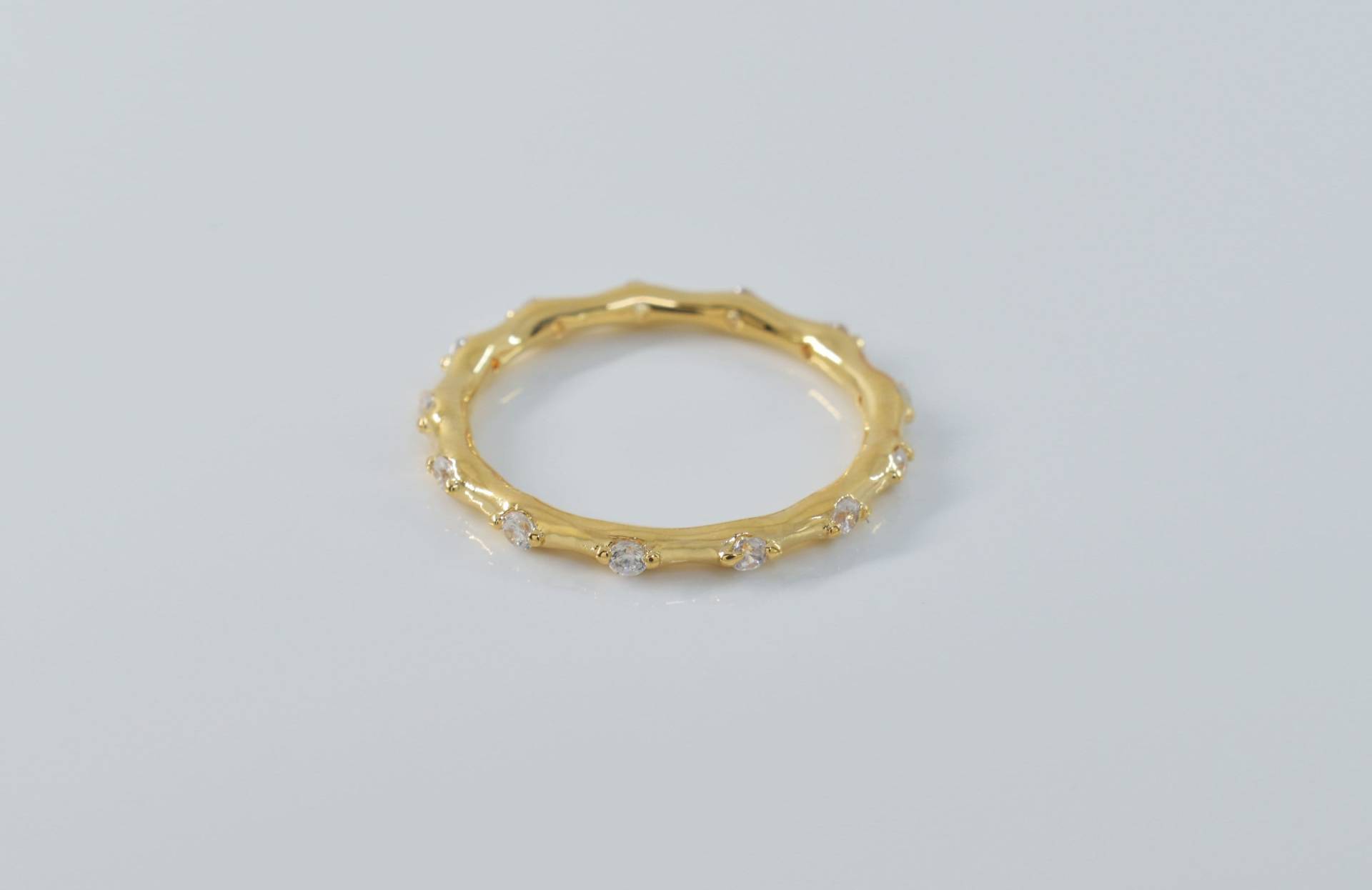 Cz Ring, Ri-91Gc, 1 Stück, 16K Glänzend Vergoldetes Messing, Kristall, Innen 16.5mm, Vergoldete Vergoldung, Geschlossener Ring von JeweltechDesigns