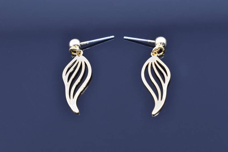 Ohrringe, Ea-52G, 1 Paar, 16K Glänzend Vergoldet Messing, Nickel Frei Beschichtung | Palladium, Kugelpfosten 4mm, Insgesamt 28mm Lang von JeweltechDesigns