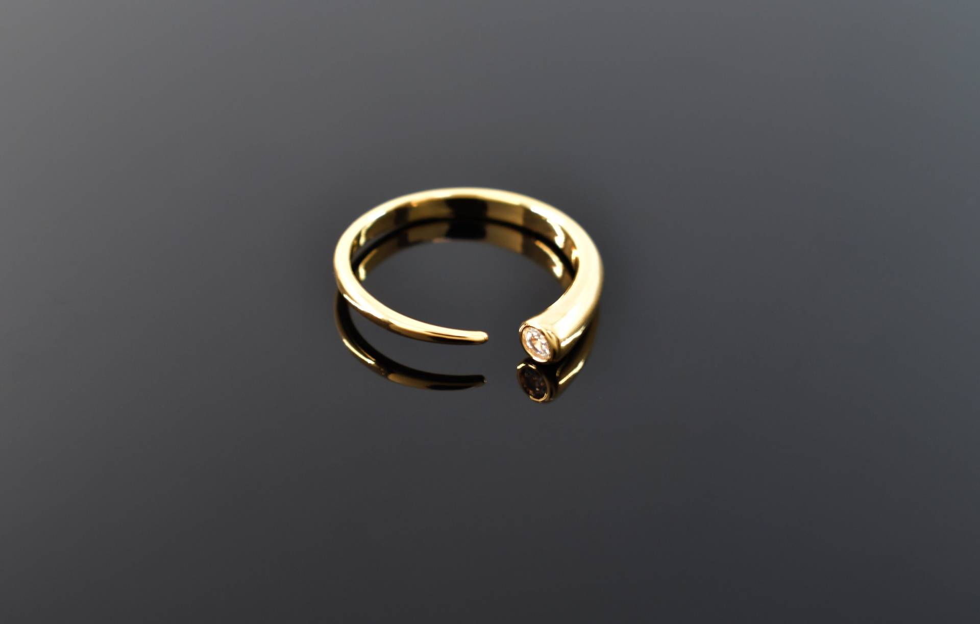 Ring, Ri-56G, 1Pc, 16K Glänzend Vergoldet Messing, Cz Stern Innere 16mm, Verbesserte Vergoldung, Verstellbarer Offener Ring von JeweltechDesigns