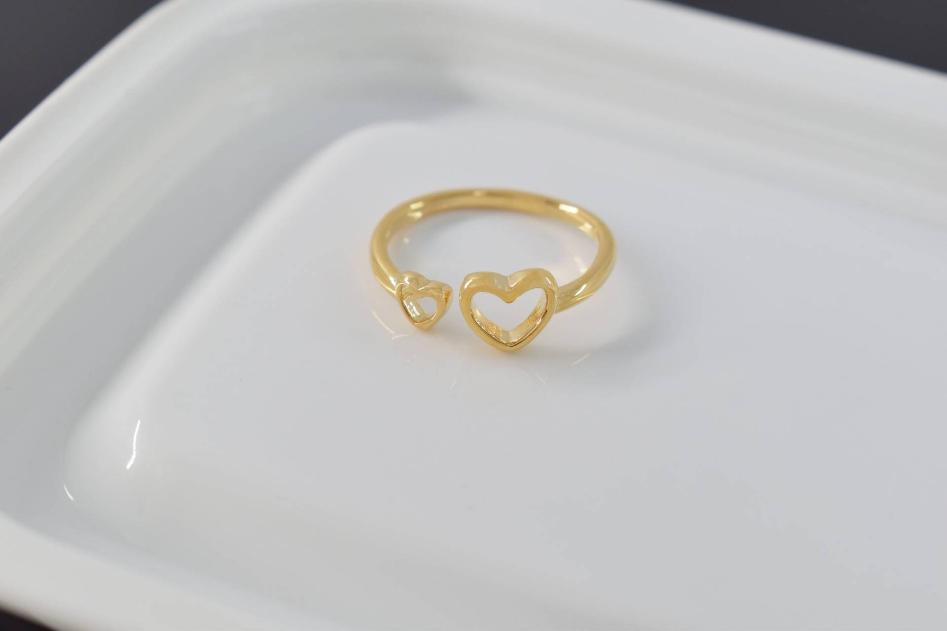 Ring, Ri-61G, 1Pc, 16K Glänzend Vergoldet Messing, Innere 16mm, Verbesserte Vergoldung, Verstellbarer Herzring von JeweltechDesigns