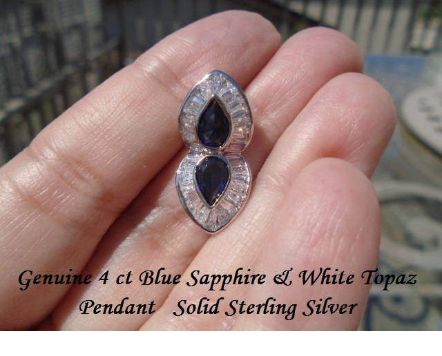 4 Ct Blauer Saphir Oder Feuer Granat & Weißtopas Anhänger von JewelyBySuzette