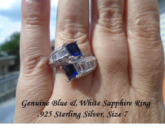 Blauer & Weißer Saphir Ring Größe 7 von JewelyBySuzette