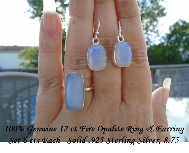 Echte 18 Ct Feuer Opalit Ring & Anhänger Set von JewelyBySuzette