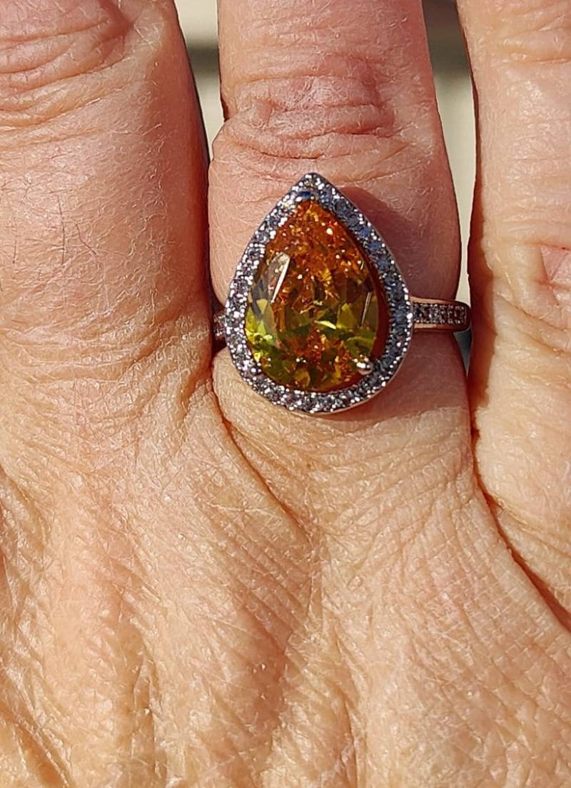 Echter 7 Ct Goldener Citrin Oder Weißer Saphir & Weißtopas Ring Gr von JewelyBySuzette