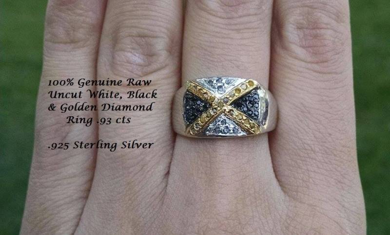 Echtes Weiß, Schwarz Und Golden Diamant Ring .93 Cts von JewelyBySuzette