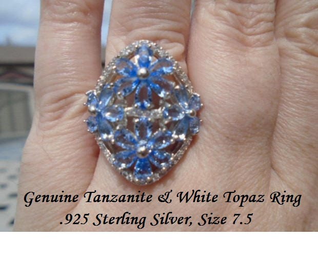 Kunzit Oder Tansanit & Weißtopas Ring Gr. 7, 5 von JewelyBySuzette