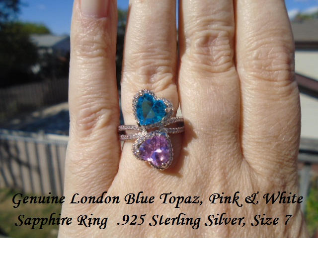London Blue, Pink & White Saphir Ring Gr. 7 von JewelyBySuzette