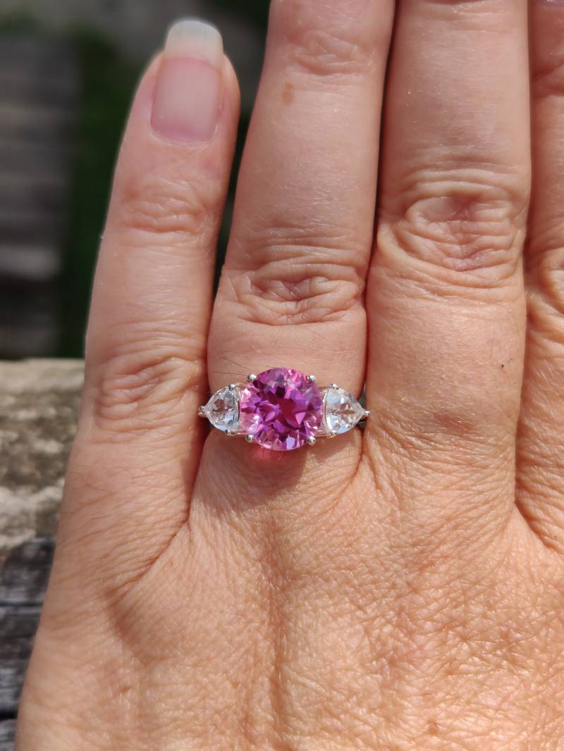 Natürlicher 5 Ct Fliederquarz & Weißtopas Ring Größe von JewelyBySuzette