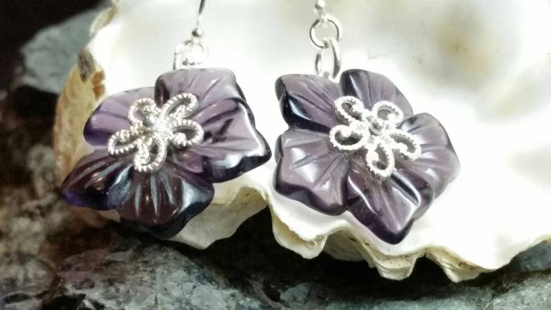 Fabelhafte Fluorit Blume & Sterling Silber Ohrringe Fabelhafte Fluorit Blume & Sterling Silber Ohrringe von JewelzoftheIsle
