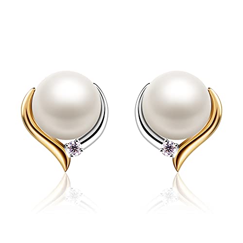 Jewlldeen Perlenohrringe Silber 925 Damen Ohrstecker Sterling Silber Ohrschmuck Schmuck Perlenohrstecker von Jewlldeen