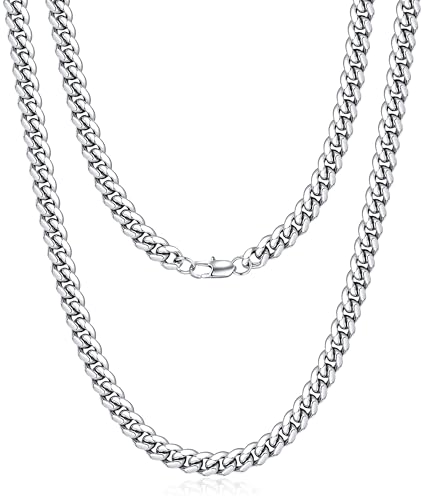 Jewlime Silber Kette Herren, Klassische Miami Herren Kubanische Kette Halskette Schmuck Geschenk für Damen Männer Jungen, Hip-Hop & Coole Herren Halskette, 316l Edelstahl, 4mm Breite, 18 Zoll Jewlime Silber Kette Herren, Klassische Miami Herren Kubanische Kette Halskette Schmuck Geschenk für Damen Männer Jungen, Hip-Hop & Coole Herren Halskette, 316l Edelstahl, 4mm Breite, 18 Zoll von Jewlpire