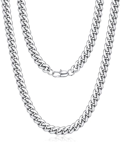 Jewlime Silber Kette Herren, Klassische Miami Herren Kubanische Kette Halskette Schmuck Geschenk für Damen Männer Jungen, Hip-Hop & Coole Herren Halskette, 316l Edelstahl,6mm Breite, 20 Zoll Jewlime Silber Kette Herren, Klassische Miami Herren Kubanische Kette Halskette Schmuck Geschenk für Damen Männer Jungen, Hip-Hop & Coole Herren Halskette, 316l Edelstahl,6mm Breite, 20 Zoll von Jewlpire