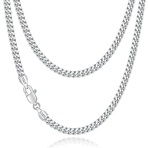 Jewlpire Halskette Herren, Robuste Silberkette Panzerkette Herren 925 Silber Karabinerhaken Cuban Link Chain Breite 4mm, Länge 40cm von Jewlpire