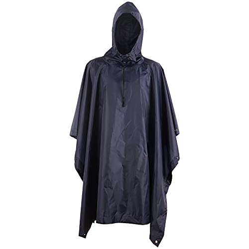 Regenponcho 3-in-1 Multifunktionales Regencape Regenmantel mit Kapuze Blau Outdoor Bekleidung Wasserdichter Winddichter Wiederverwendbar Mehrzweck für Camping Festival Angeln Wandern von Jewlri