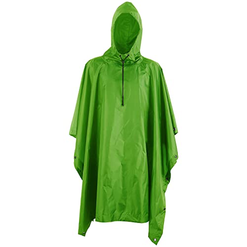 Jewlri Regenponcho 3-in-1 Multifunktionales Regencape Regenmantel mit Kapuze Gras-grün Outdoor Bekleidung Wasserdichter Winddichter Wiederverwendbar Mehrzweck für Camping Festival Angeln Wandern von Jewlri