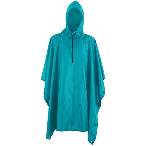 Jewlri Regenponcho 3-in-1 Multifunktionales Regencape Regenmantel mit Kapuze Hellblau Outdoor Bekleidung Wasserdichter Winddichter Wiederverwendbar Mehrzweck für Camping Festival Angeln Wandern von Jewlri