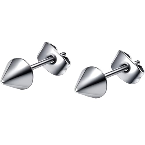 Edelstahl 3 MM Spike Kegel Ohrringe 1 Paar Silber Pfeil Ohrstecker Hypoallergene Damenohrringe für Damen Herren Nickelfreie Klein Schmuck Stud Earrings Jewelry von Jewlure