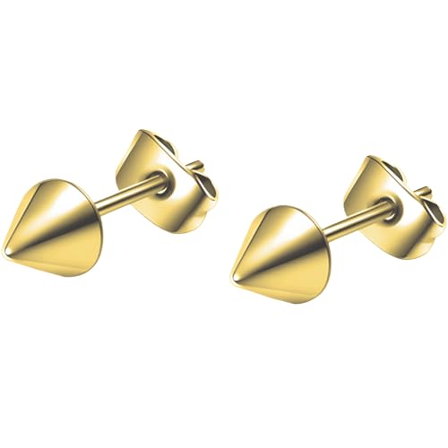 Edelstahl 4 MM Spike Kegel Ohrringe 1 Paar Gold Pfeil Ohrstecker Hypoallergene Damenohrringe für Damen Herren Nickelfreie Klein Schmuck Stud Earrings Jewelry von Jewlure