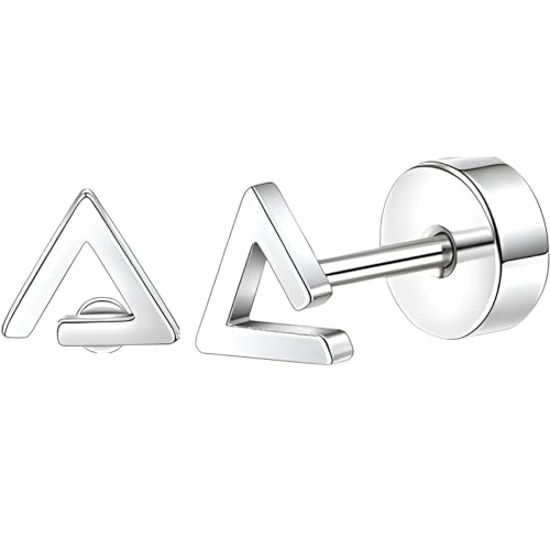 Edelstahl Hohles Dreiecke Ohrstecker 1 Paar Silber Ohrringe Helix Gesundheitsstecker Hypoallergene Flach Damenohrringe Ohr Schmuck Flatback Stud Earrings Jewelry für Damen Frauen von Jewlure