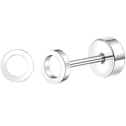 Edelstahl Hohles Kreis Ohrstecker 1 Paar Silber Ohrringe Helix Gesundheitsstecker Hypoallergene Flach Damenohrringe Ohr Schmuck Flatback Stud Earrings Jewelry für Damen Frauen von Jewlure