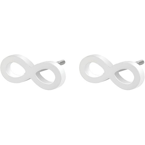 Edelstahl Infinity Ohrringe 1 Paar Silber Damenohrringe Hypoallergene Ohrstecker Klein für Damen Herren Nickelfreie Unendlichkeits Schmuck Stud Earrings Jewelry von Jewlure