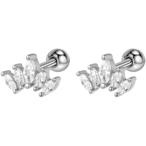 Edelstahl Mehrfach Zirkon Ohrringe 1 Paar Silber Helix Ohrstecker Gesundheitsstecker Hypoallergene Damenohrringe Ohr Schmuck Screwback Stud Earrings Jewelry für Damen Frauen Herren von Jewlure