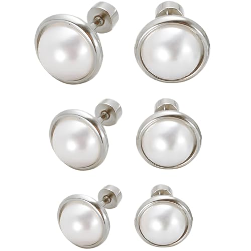 Edelstahl Perlen Ohrpiercing 3 Paar Silber Perlenohrringe Helix Flach Back Damenohrringe Ohrstecker Piercing Knorpel Ohrringe für Damen Herren Mehrere Ohrlöcher Hypoallergen Earrings Tragus Schmuck von Jewlure
