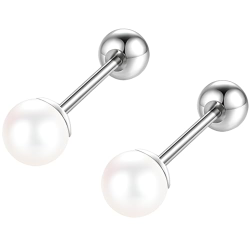 Titanstahl 5 mm Perlen Ohrringe 1 Paar Silber Helix Ohrstecker Gesundheitsstecker Hypoallergene Damenohrringe Perlenohrringe Ohr Schmuck Screwback Stud Earrings Jewelry für Damen Frauen Titanstahl 5 mm Perlen Ohrringe 1 Paar Silber Helix Ohrstecker Gesundheitsstecker Hypoallergene Damenohrringe Perlenohrringe Ohr Schmuck Screwback Stud Earrings Jewelry für Damen Frauen von Jewlure
