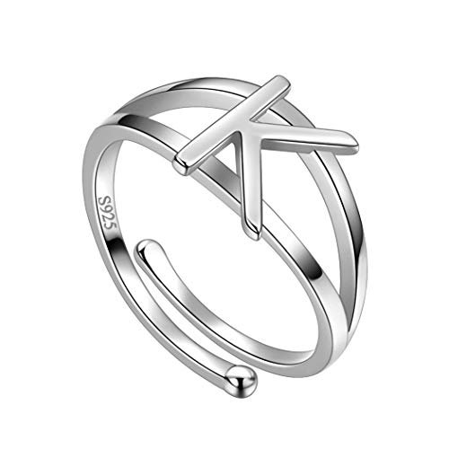 Alphabet Ring für Männer Einstellbare Aussage Initial Ring Hochzeit Versprechen Ring Sterling Silber Initial Ring Personalisierter Name Monogramm Ring für Frauen MädchenJeden Tag Schmuck FR0015K von Jewmon