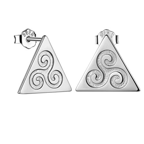 Celtic Triskele Ohrringe Ohrstecker für Männer Frauen 925 Sterling Silber Dreieck Triskele Ohrringe Mädchen Boho Ohrringe Trinity Triskele Spiralschmuck Jubiläumsgeschenk FE0101W von Jewmon