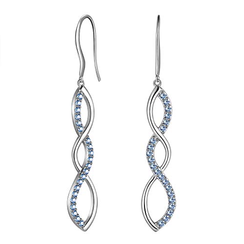 Damen Spirale Ohrringe 925 Sterling Silber Blau Kristall Unendlichkeit Ohrringe Für immer Liebe Akzent Modeschmuck für Frauen Mädchen mit Geschenkbox FE0117H von Jewmon