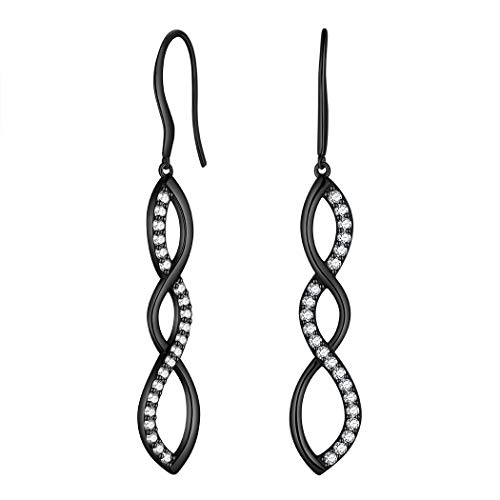 Damen Twist Kreolen mit Kristall Spirale Ohrhänger 925 Sterling Silber Funkelnden Zirkonia Unendlichkeit Ohrringe Spiral Unendlichkeit Hook Ohrringe Schmuck zu weihnachten valentinstag FE0117B von Jewmon