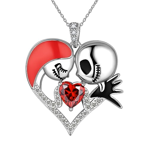 Jack und Sally Allerheiligen Nightmare Before Christmas Jack Skellington und Sally Halloween Halsketten Schmuck Xmas Geschenk für Damen FP0245W von Jewmon