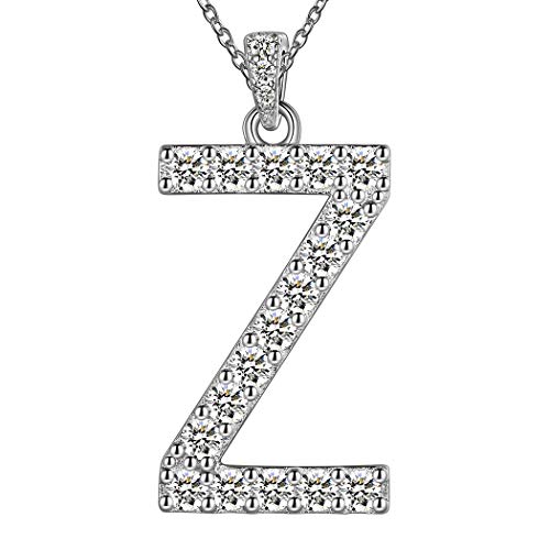 Jewmon Alskette Buchstabe Z Anhänger Halskette 925 Sterling Silber Minimalistischer Name Alphabet Halsreif Personalisierte Anhänger Schmuck Geschenke für Frauen Mädchen FP0156Z von Jewmon