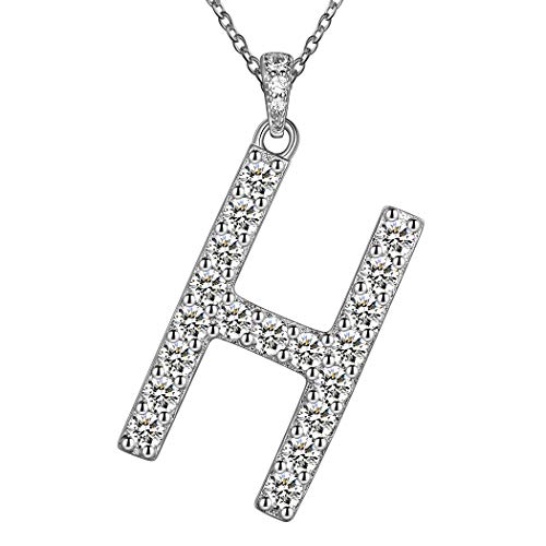 Jewmon Buchstabe H CZ Anhänger Halskette Silber Strass Alphabet Choker Halskette für ihren Modeschmuck für Mädchen Dating Halskette Personalisierter Charm Halskette Geschenk FP0156H von Jewmon