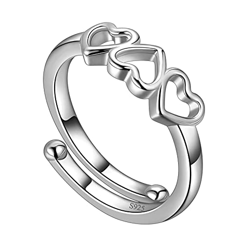 Jewmon Einstellbar 3 Herz Ring endlose Liebe Verlobungs Eheringe Promise Ring 925 Sterling Silber Herz Liebe Ring Damenring Antragsring Damen Schmuck für Geburtstag Jubiläum FR0043W von Jewmon