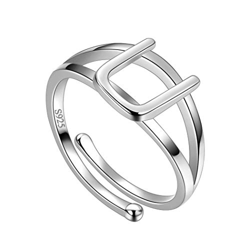 Jewmon Einstellbare Anfangsbuchstaben Ring Monogramm U Ring 925 Sterling Silber Ring Alphabet Personalisiertes Geschenk für Frauen Mütter Geburtstag Schmuck Geschenk FR0015U von Jewmon