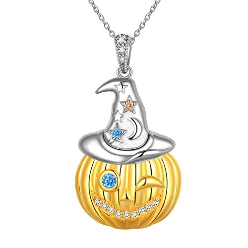 Jewmon Halskette Damen Niedlicher Kürbis Halskette für Mädchen Sterling Silber Halloween Kürbis Kette mit Charm Anhänger Halskette für beste Freunde Graduierung Valentinstag Geschenke für Sie FP0226Y von Jewmon