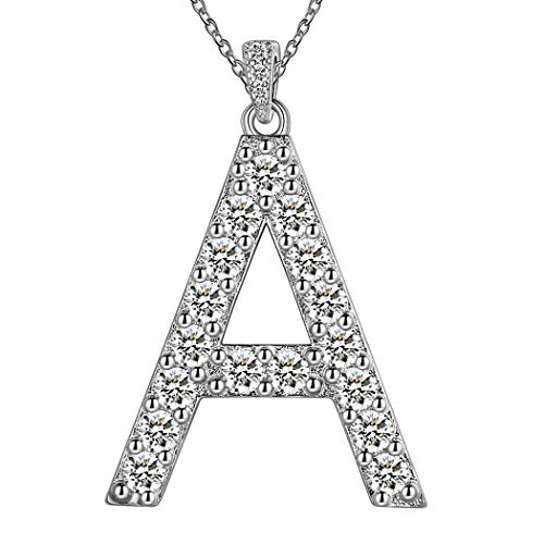 Jewmon Initial A Anhänger Halskette Zirkonia Alphabet Halskette 925 Sterling Silber Monogramm Name Personalisierte Halsketten Geschenk für Frauen Mädchen Modeschmuck Geschenk FP0156A von Jewmon